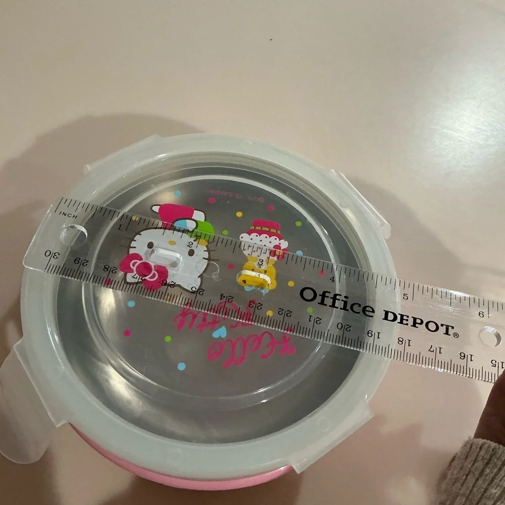 Sanrio Hello Kitty Stainless Steel Bowl with Lid with Mini Spoons in Pink